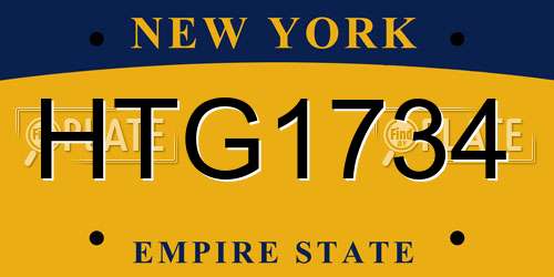 HTG1734 New York License Plate