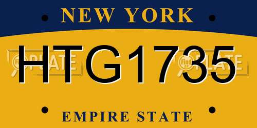 HTG1735 New York License Plate
