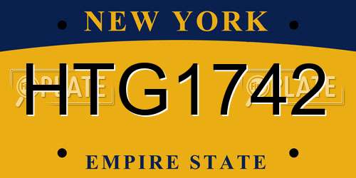 HTG1742 New York License Plate