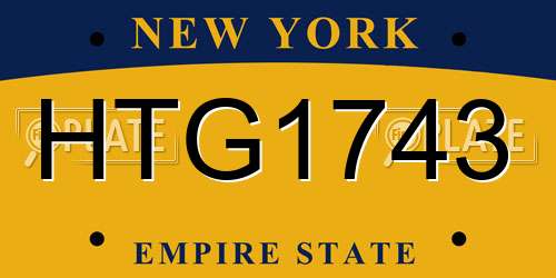 HTG1743 New York License Plate