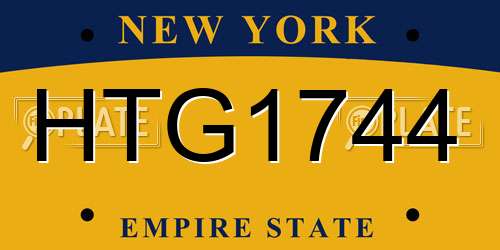 HTG1744 New York License Plate