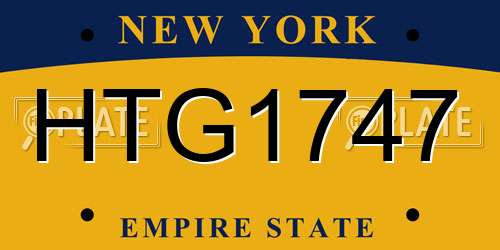 HTG1747 New York License Plate