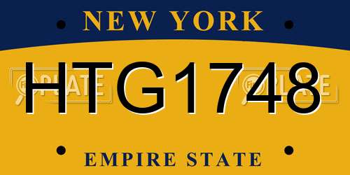 HTG1748 New York License Plate