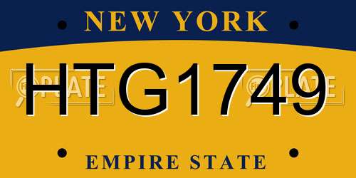 HTG1749 New York License Plate