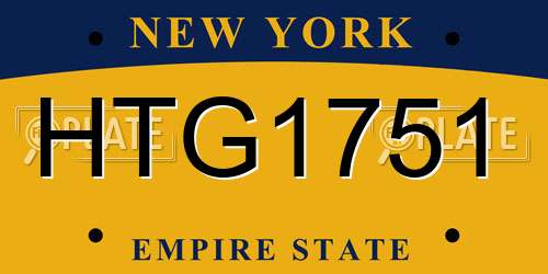 HTG1751 New York License Plate