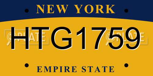 HTG1759 New York License Plate