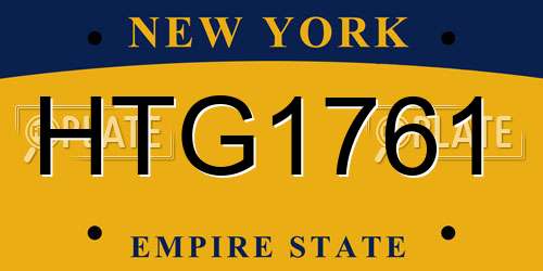 HTG1761 New York License Plate