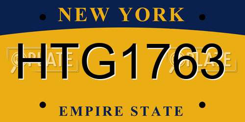 HTG1763 New York License Plate