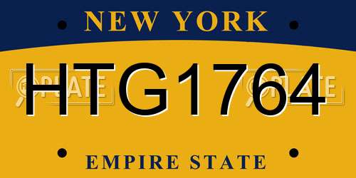 HTG1764 New York License Plate