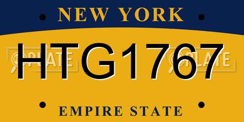 HTG1767 New York License Plate