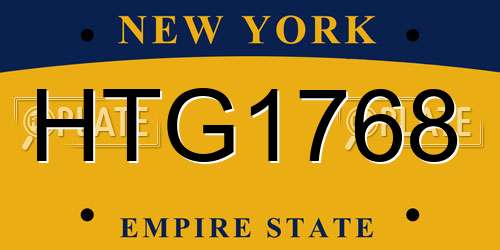 HTG1768 New York License Plate
