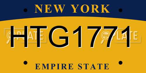 HTG1771 New York License Plate