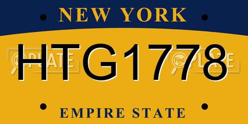 HTG1778 New York License Plate