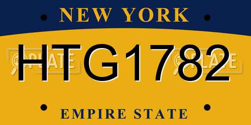 HTG1782 New York License Plate