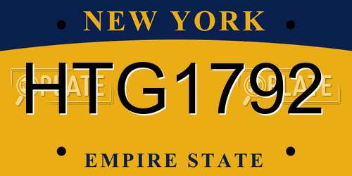 HTG1792 New York License Plate