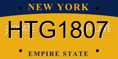 HTG1807 New York License Plate