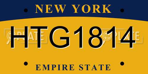 HTG1814 New York License Plate