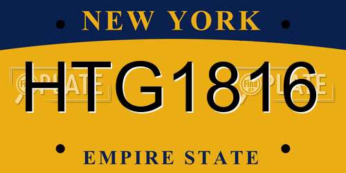 HTG1816 New York License Plate