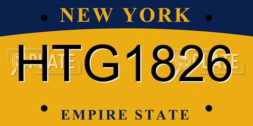 HTG1826 New York License Plate