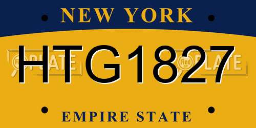 HTG1827 New York License Plate
