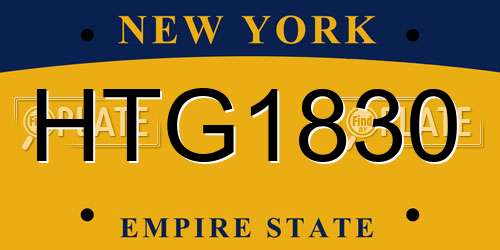HTG1830 New York License Plate