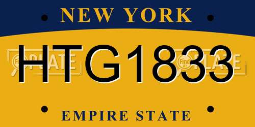 HTG1833 New York License Plate