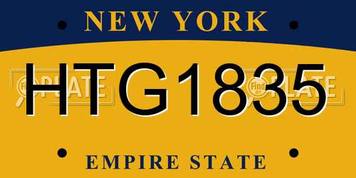 HTG1835 New York License Plate