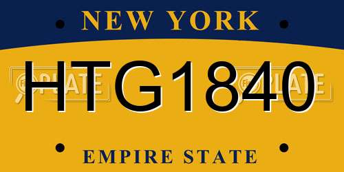 HTG1840 New York License Plate