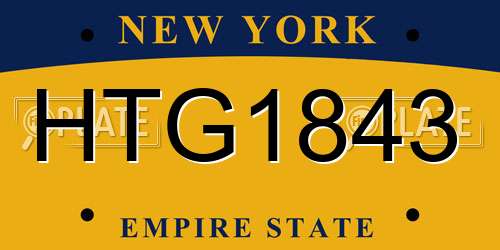 HTG1843 New York License Plate
