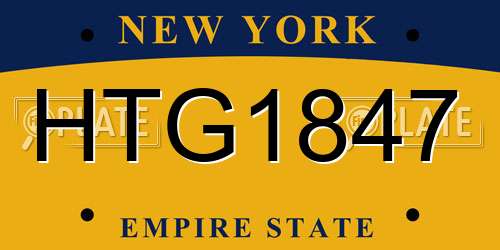 HTG1847 New York License Plate
