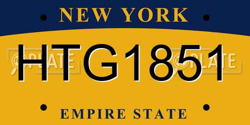 HTG1851 New York License Plate