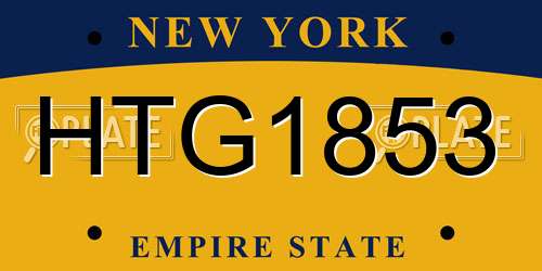HTG1853 New York License Plate