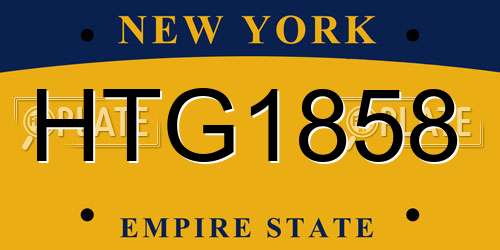 HTG1858 New York License Plate