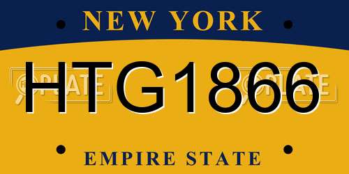 HTG1866 New York License Plate