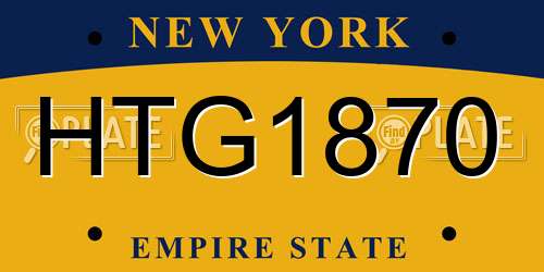 HTG1870 New York License Plate