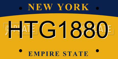 HTG1880 New York License Plate