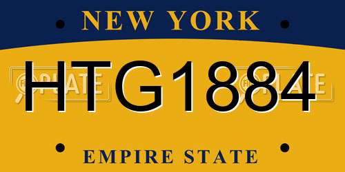 HTG1884 New York License Plate