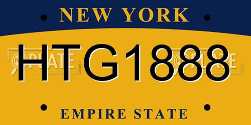 HTG1888 New York License Plate
