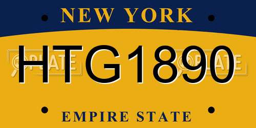 HTG1890 New York License Plate