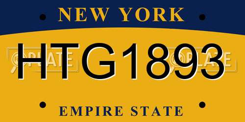 HTG1893 New York License Plate