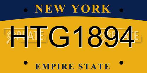 HTG1894 New York License Plate