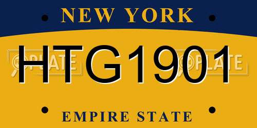 HTG1901 New York License Plate