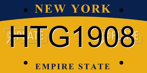HTG1908 New York License Plate