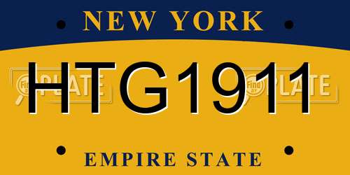HTG1911 New York License Plate