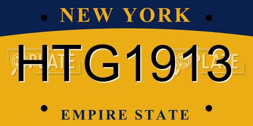 HTG1913 New York License Plate