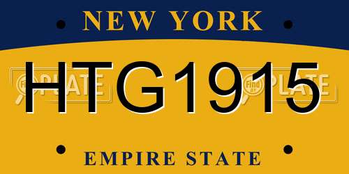 HTG1915 New York License Plate