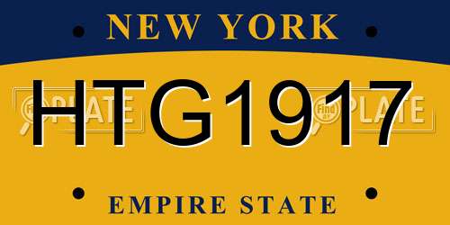 HTG1917 New York License Plate
