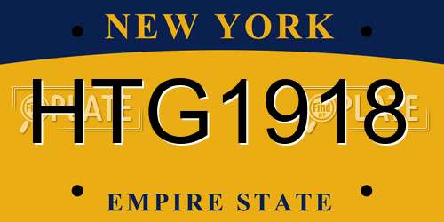 HTG1918 New York License Plate