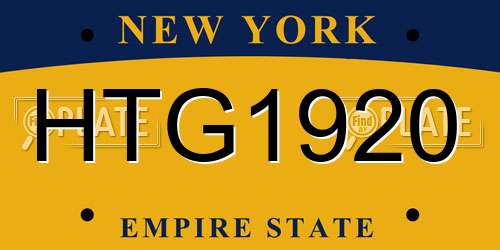 HTG1920 New York License Plate