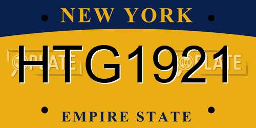 HTG1921 New York License Plate